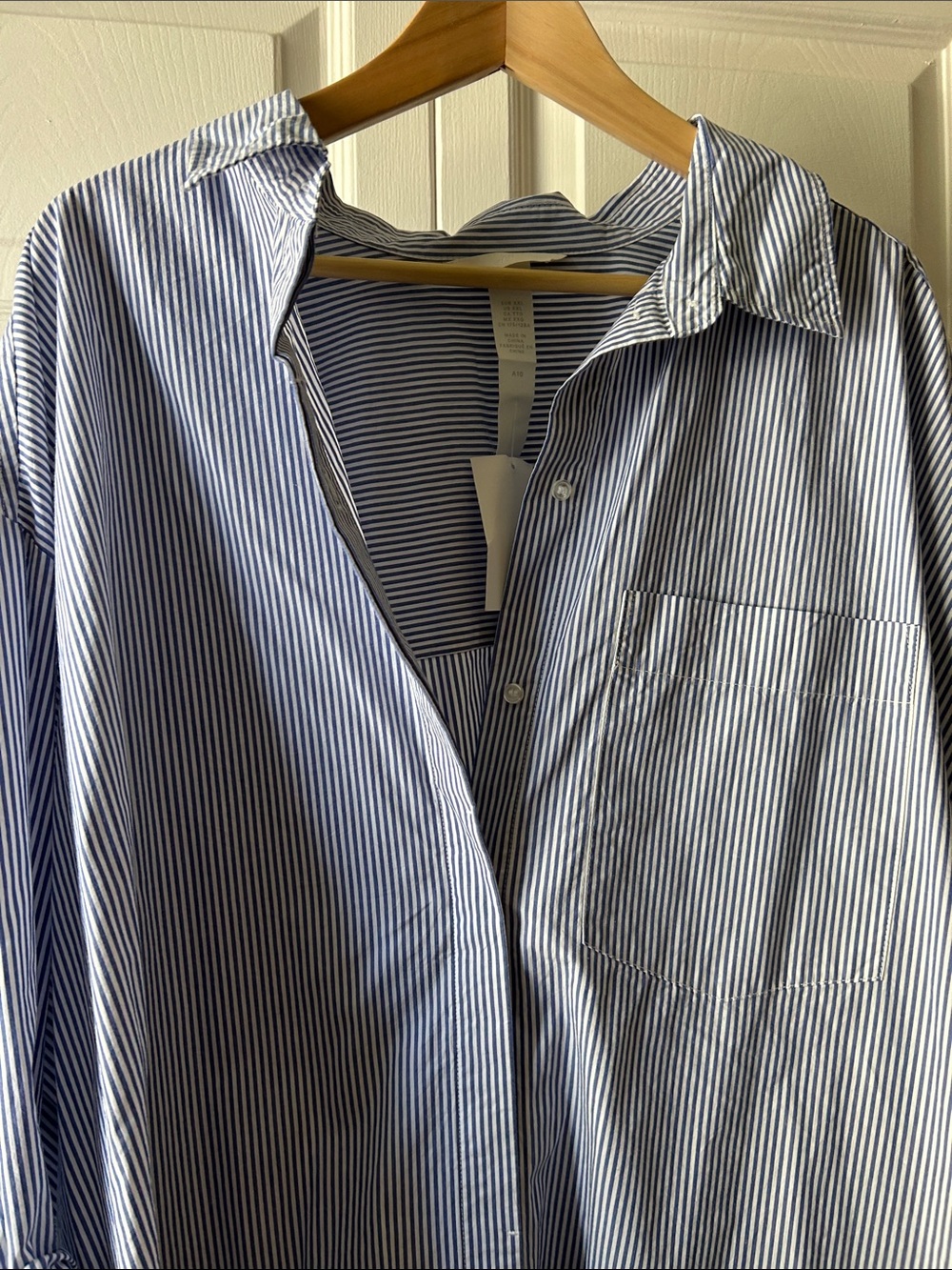 100% cotton Blue & White Pinstripe oversized Button-Up Shirt dress